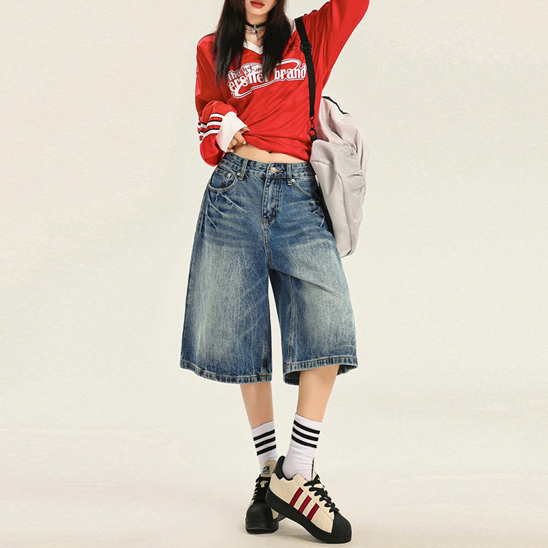 Seven-Quarter Denim Pants