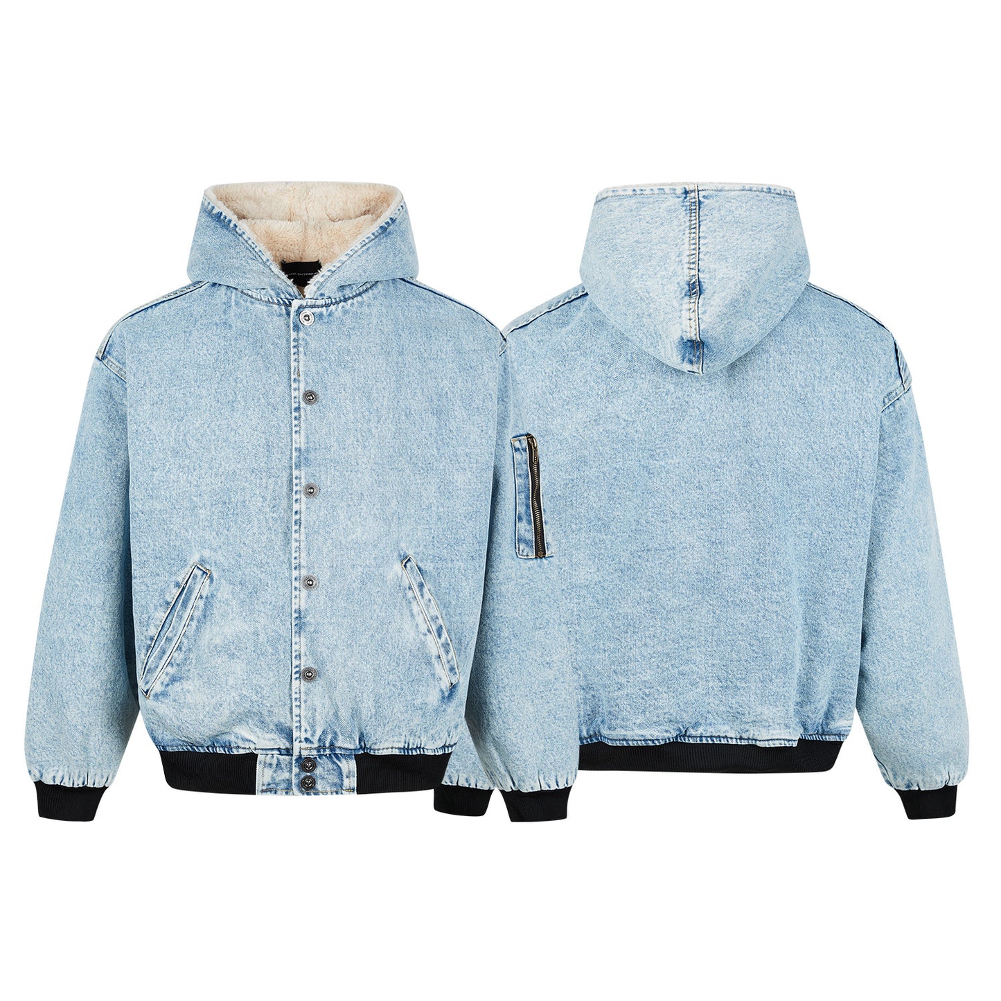 Rabbit Fur Mountain Carving Denim Jacket