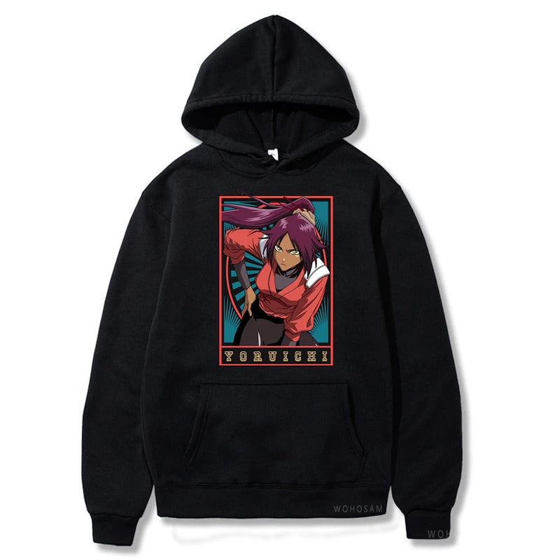 Spring Anime Bleach Character Print Hooded Sweatshirt Unisex Long Sleeve Casual Jacket Top