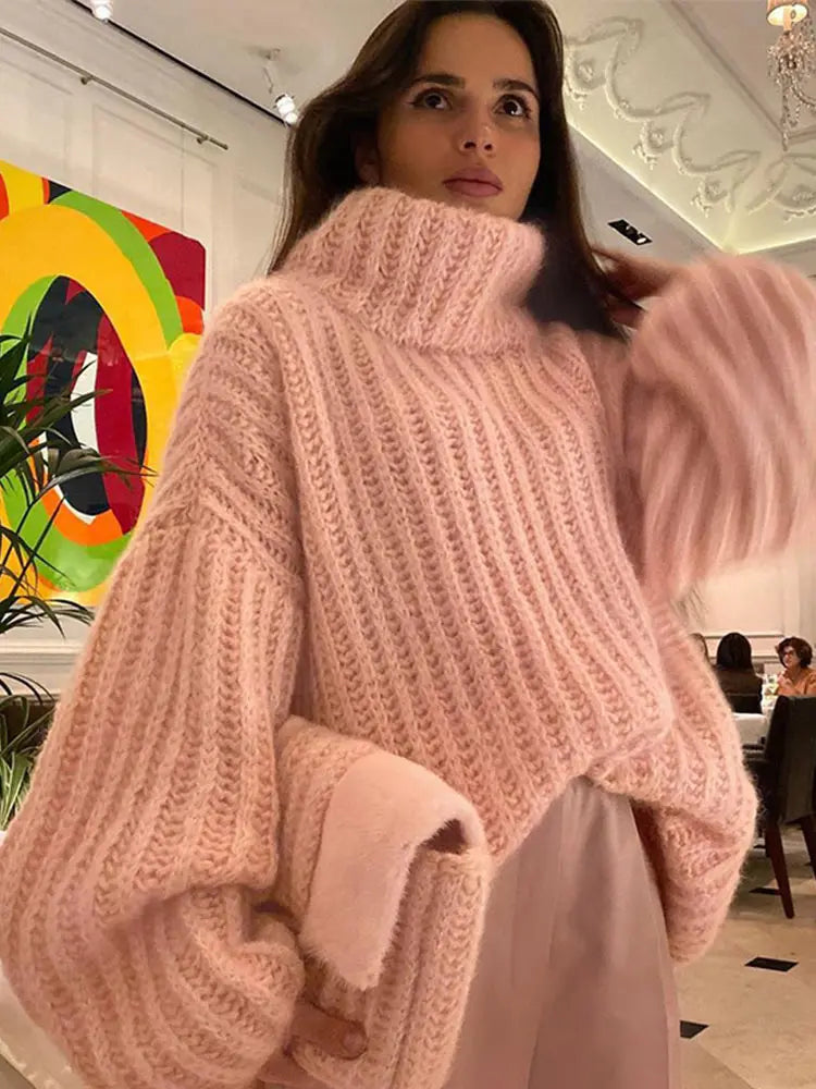 Oversized Turtleneck Knitted Pullover