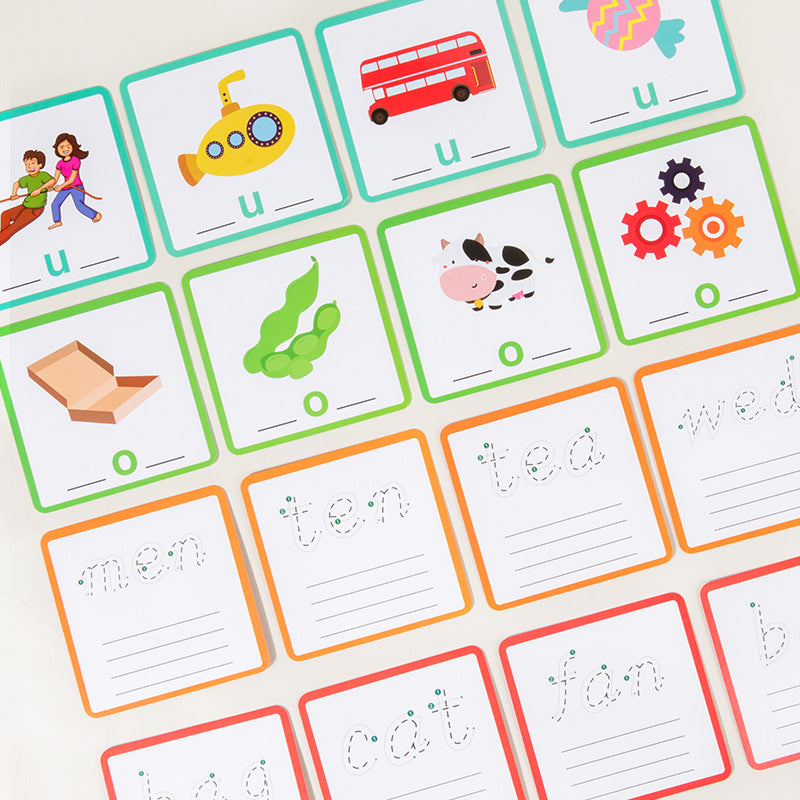 Children's wooden vowel word building block game kindergarten early education puzzle word matching spelling Christmas toy gift