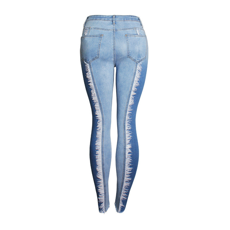 Fringe Slim Jeans Slim Hip Leggings Jeans for Women