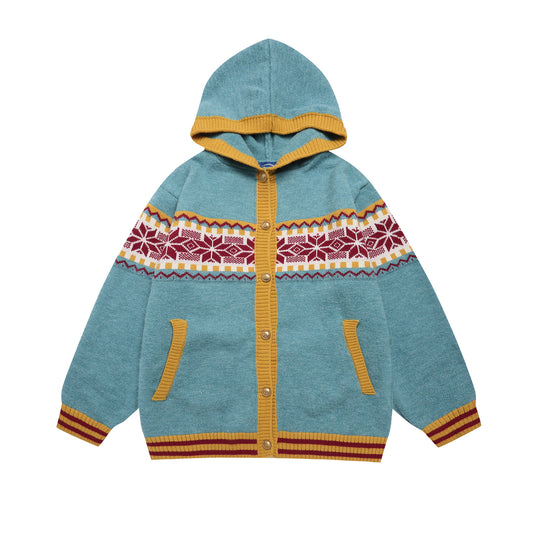 Retro Hooded Cardigan