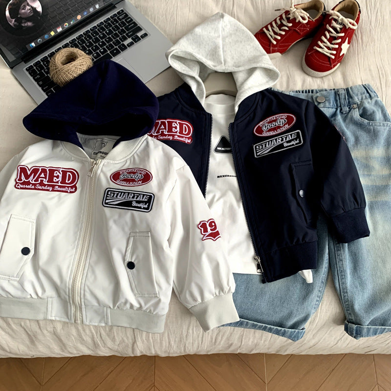 Kids Hooded Baseball Jacket
