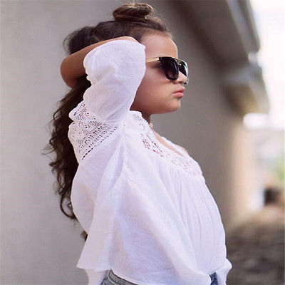 Girls Lace Tops T-Shirt+Denim Jeans Pants Outfits Set