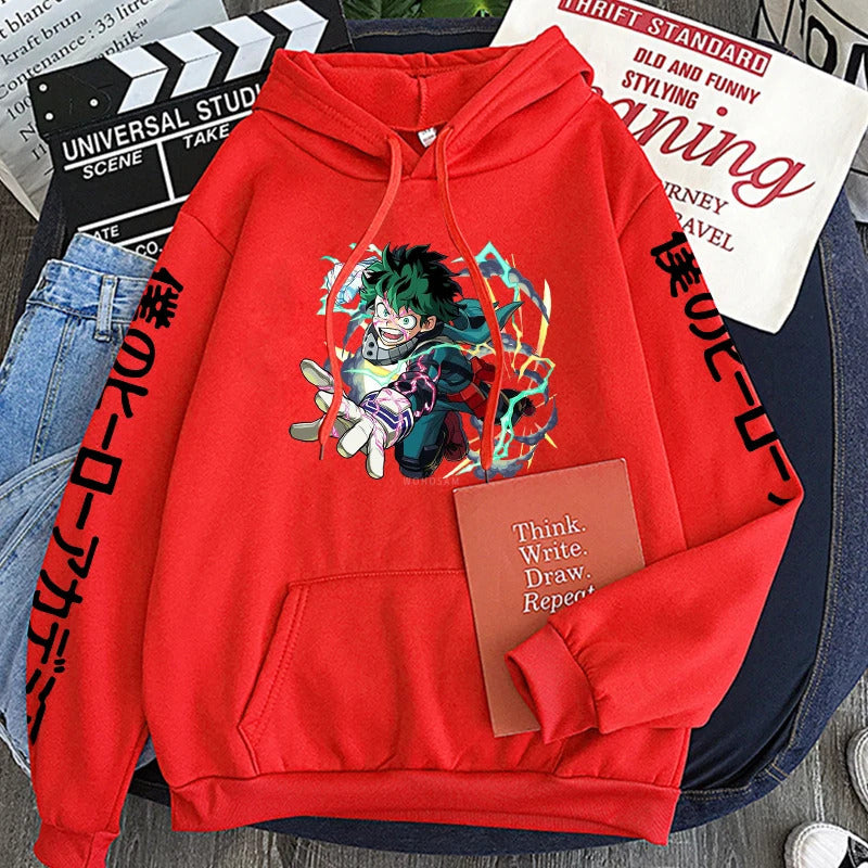 Spring Anime My Hero Academia Izuku Midoriya Printed Hooded Sweatshirt Unisex Long Sleeve Casual Jacket