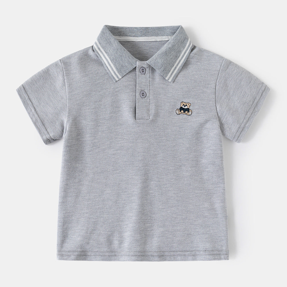 Casual Stripe Short Sleeve Polo Shirt for Boys