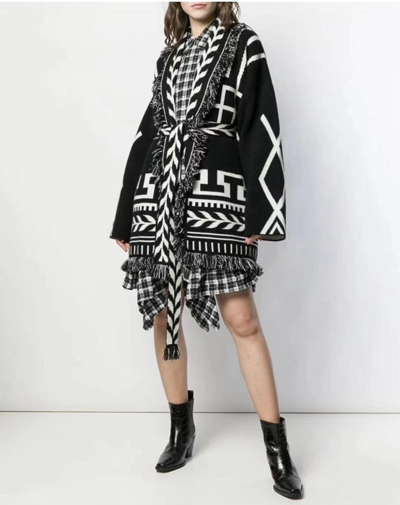 Geometric Cardigan Coat