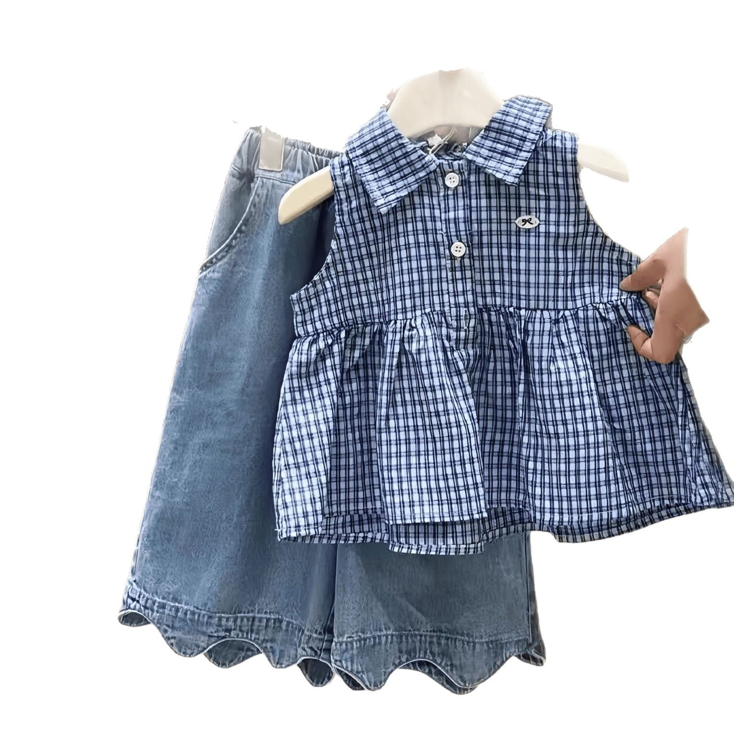 Fashionable Checkered Vest + Versatile Denim Pants
