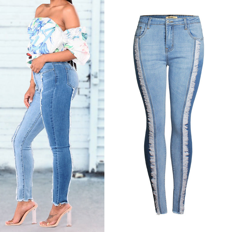 Fringe Slim Jeans Slim Hip Leggings Jeans for Women