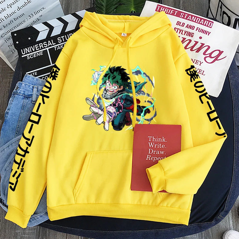 Spring Anime My Hero Academia Izuku Midoriya Printed Hooded Sweatshirt Unisex Long Sleeve Casual Jacket