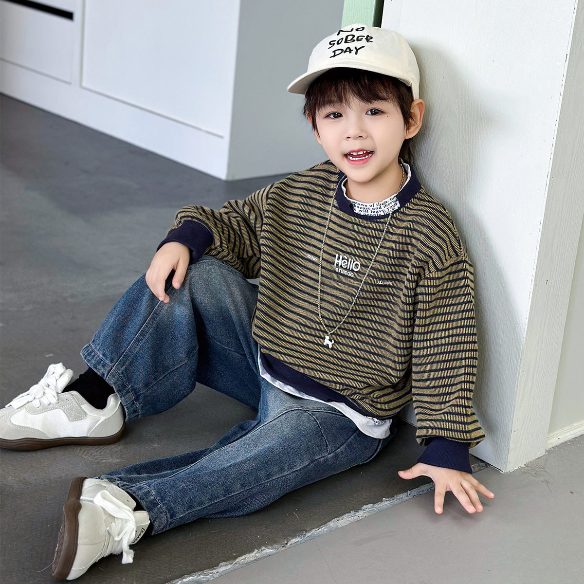 Striped Hoodie Two-Piece Set for Boys