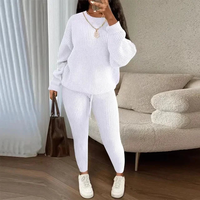 Round Neck Pullover Casual Two Piece
