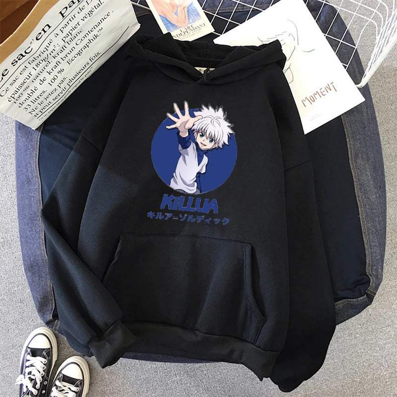 Spring Anime Hunter x Hunter Killua Printed Hooded Sweatshirt Unisex Long Sleeve Casual Jacket