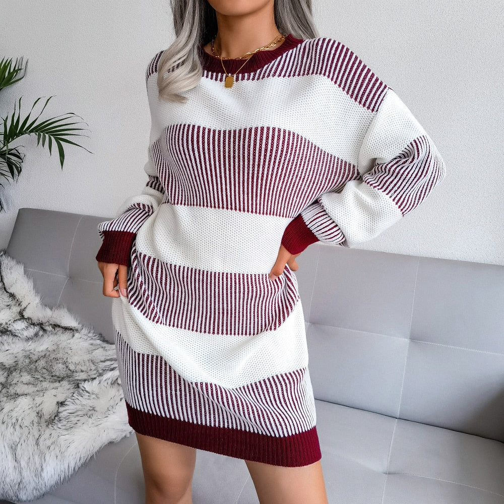 Off Shoulder Knitted Sweater Dress