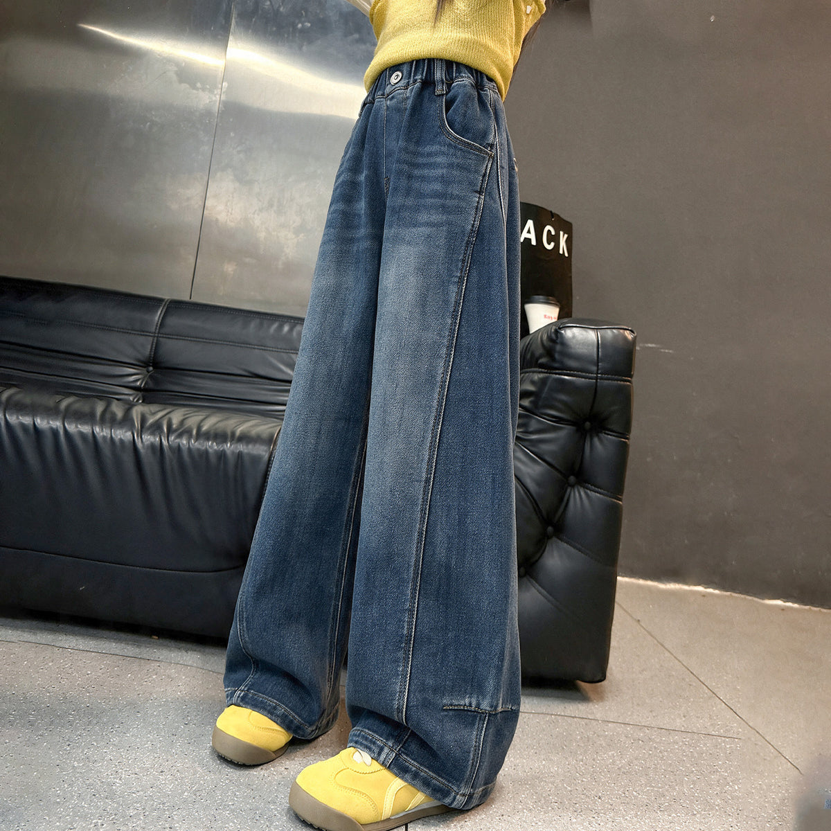 Stylish Straight Wide-Leg Denim Jeans for Girls