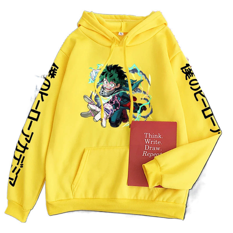 Spring Anime My Hero Academia Izuku Midoriya Printed Hooded Sweatshirt Unisex Long Sleeve Casual Jacket